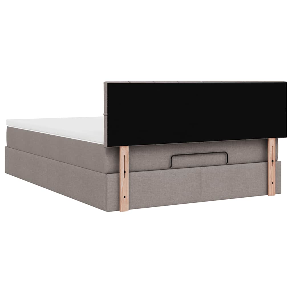 Lit ottoman avec matelas taupe 140x190 cm tissu