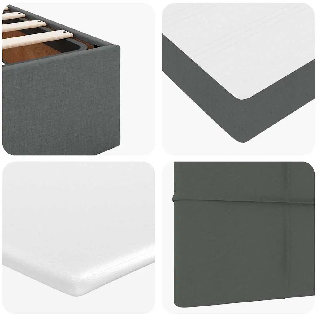 Lit ottoman avec matelas gris foncé 140x200 cm tissu - XIOS