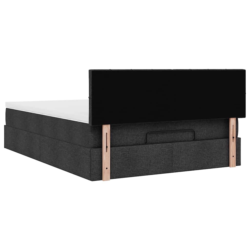 Lit ottoman avec matelas noir 140x200 cm tissu - XIOS