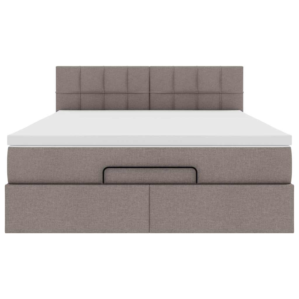 Lit ottoman avec matelas taupe 140x200 cm tissu