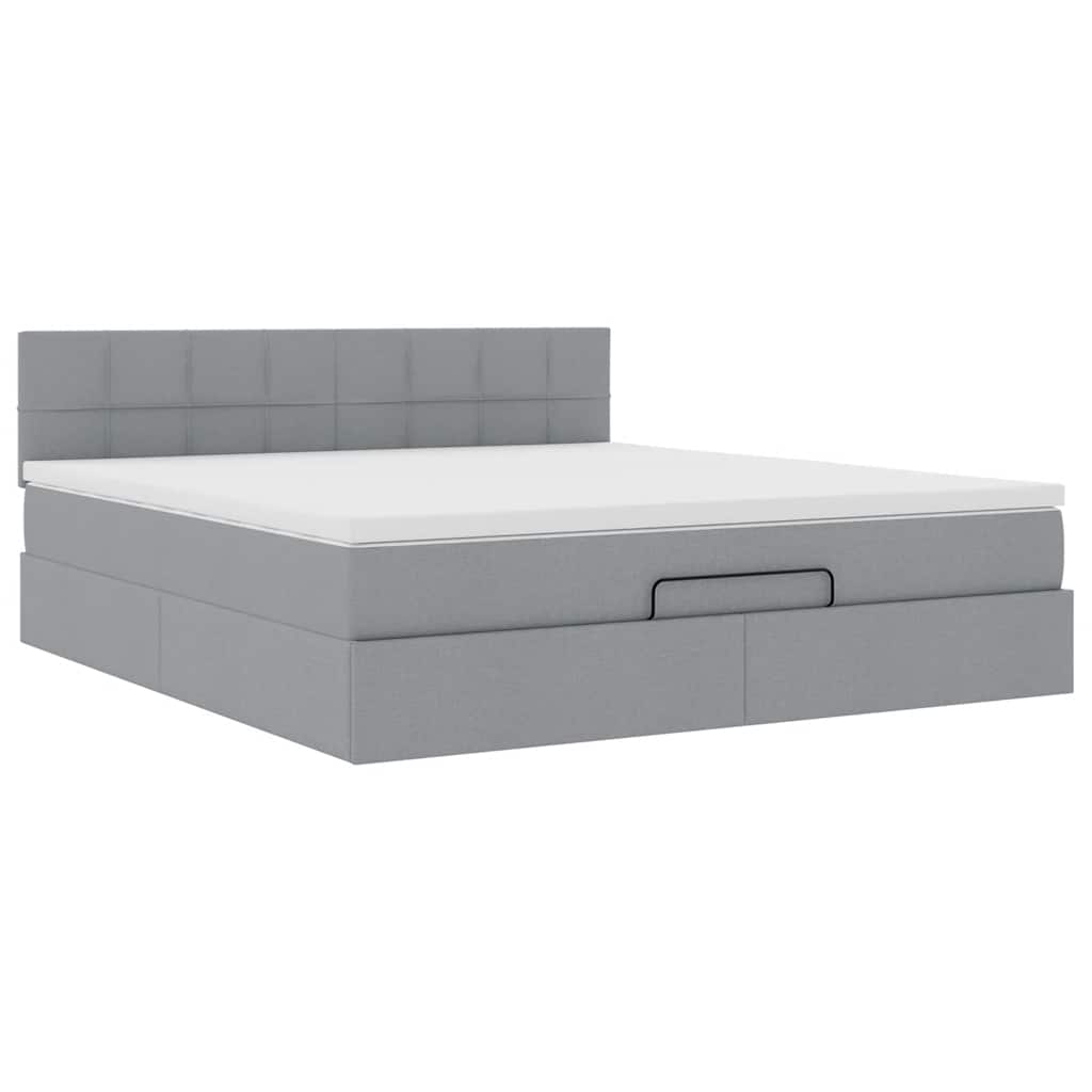 Lit ottoman avec matelas gris clair 160x200 cm tissu - XIOS
