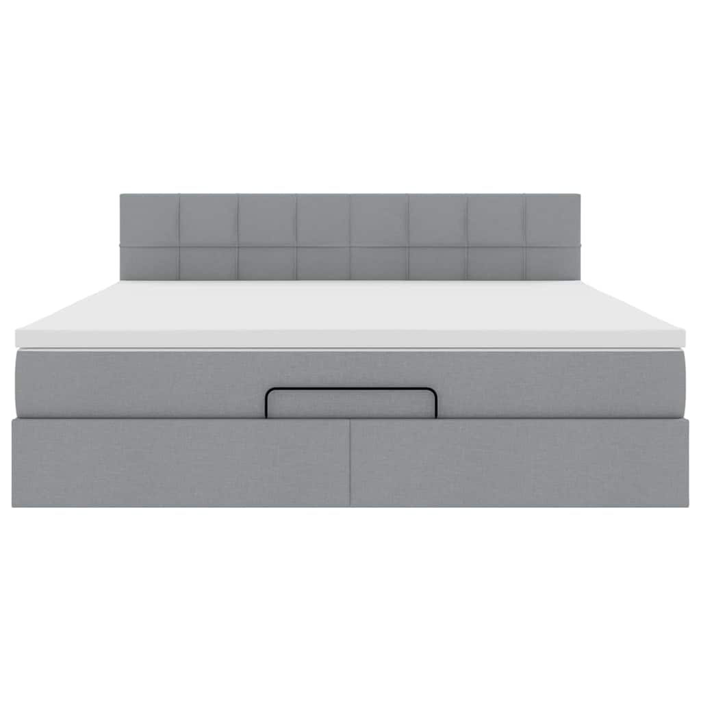 Lit ottoman avec matelas gris clair 160x200 cm tissu