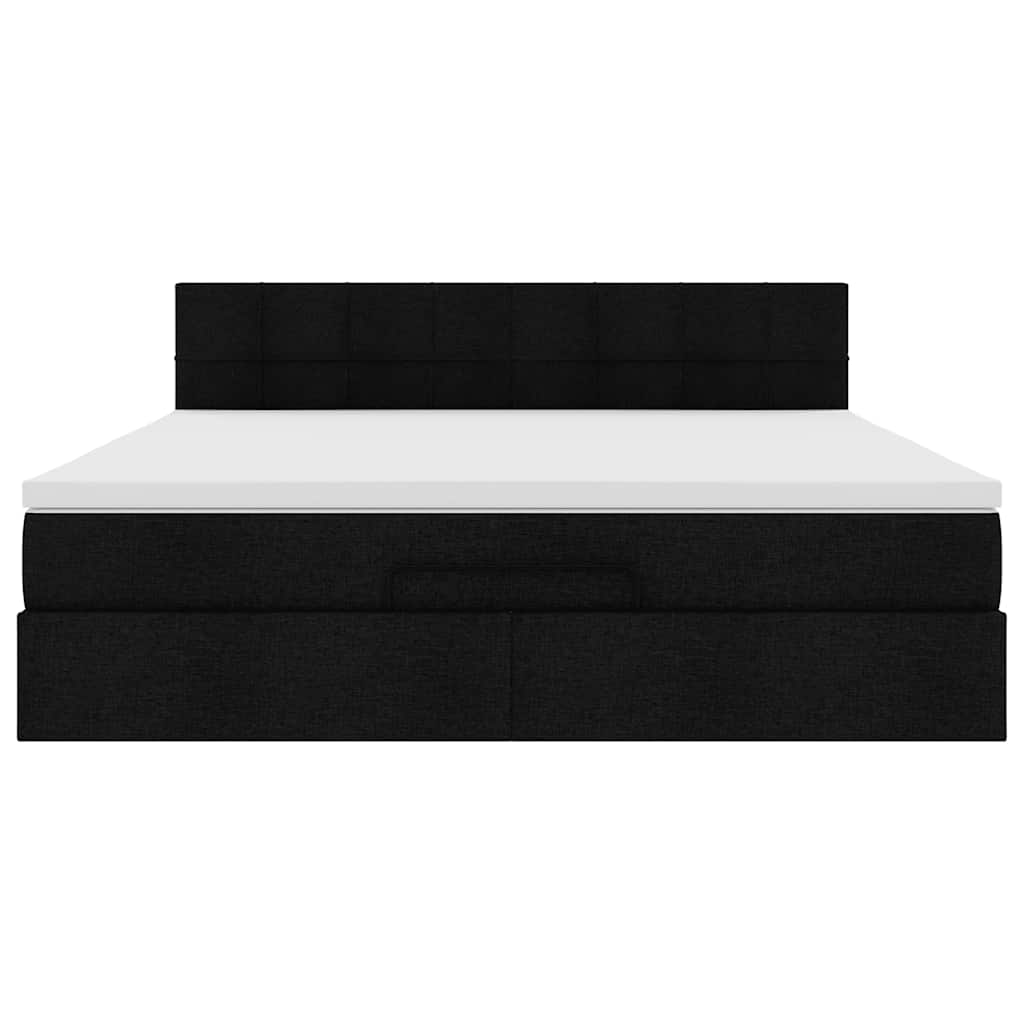 Cadre de lit ottoman avec matelas noir 160x200 cm tissu