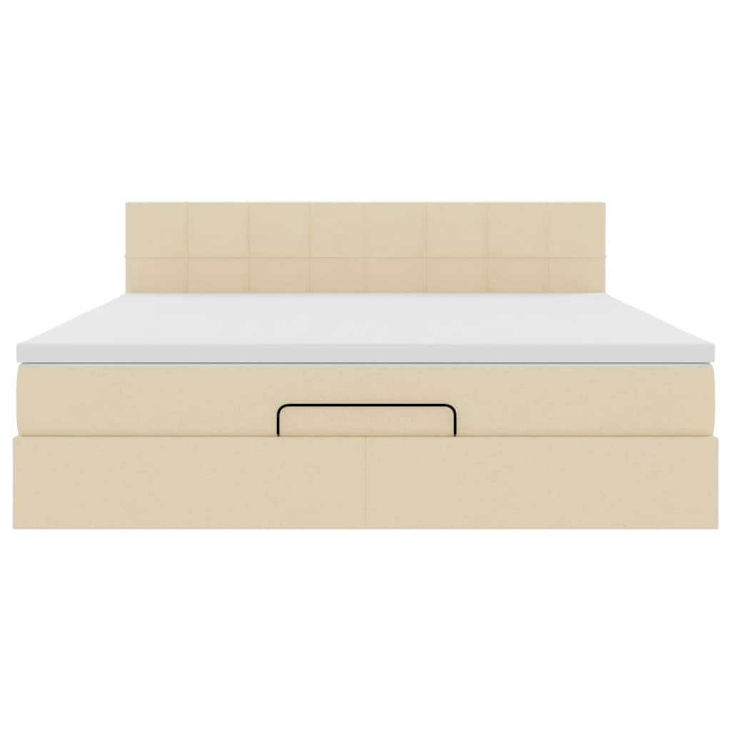 Cadre de lit ottoman avec matelas crème 160x200 cm tissu - XIOS