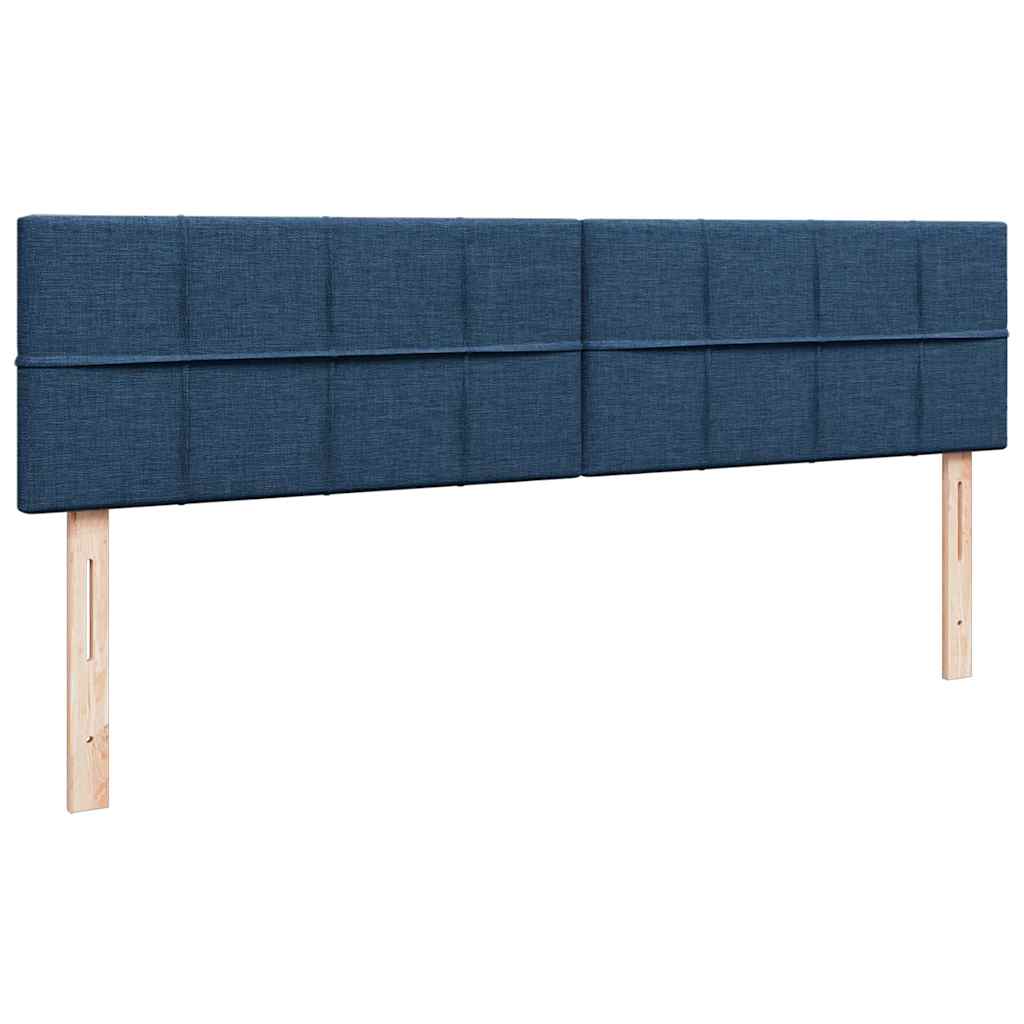 Cadre de lit ottoman avec matelas bleu 160x200 cm tissu