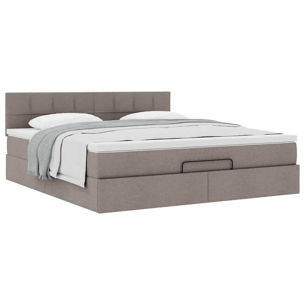 Cadre de lit ottoman avec matelas taupe 180x200 cm tissu - XIOS