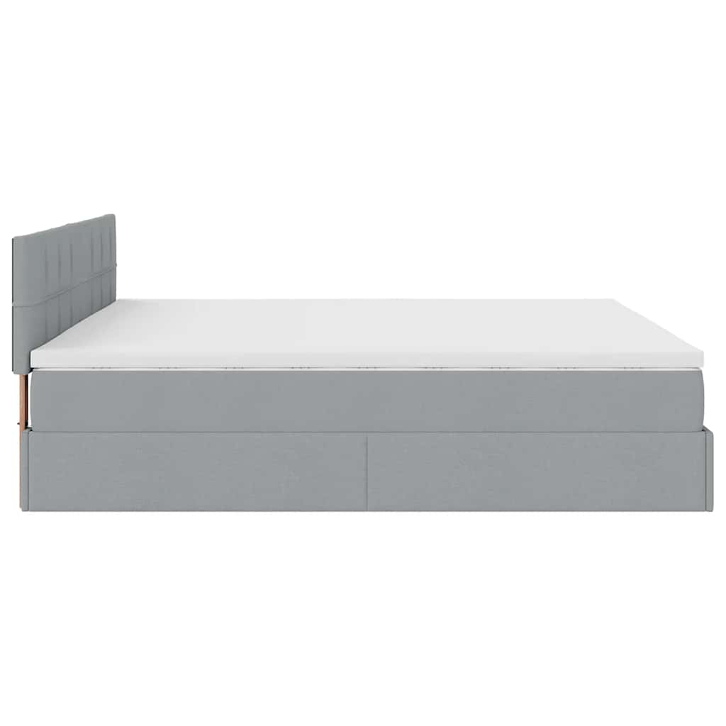 Cadre de lit ottoman avec matelas gris clair 200x200 cm tissu - XIOS