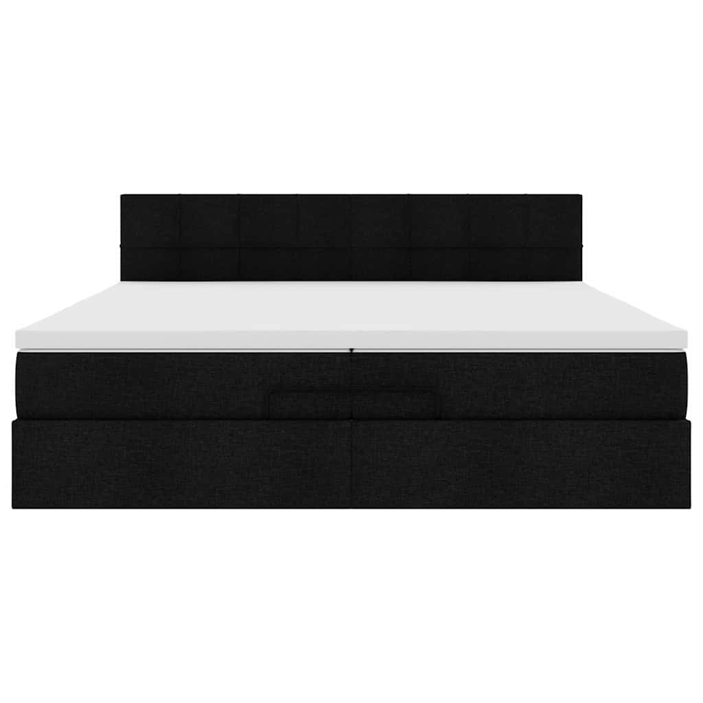 Cadre de lit ottoman avec matelas noir 200x200 cm tissu - XIOS