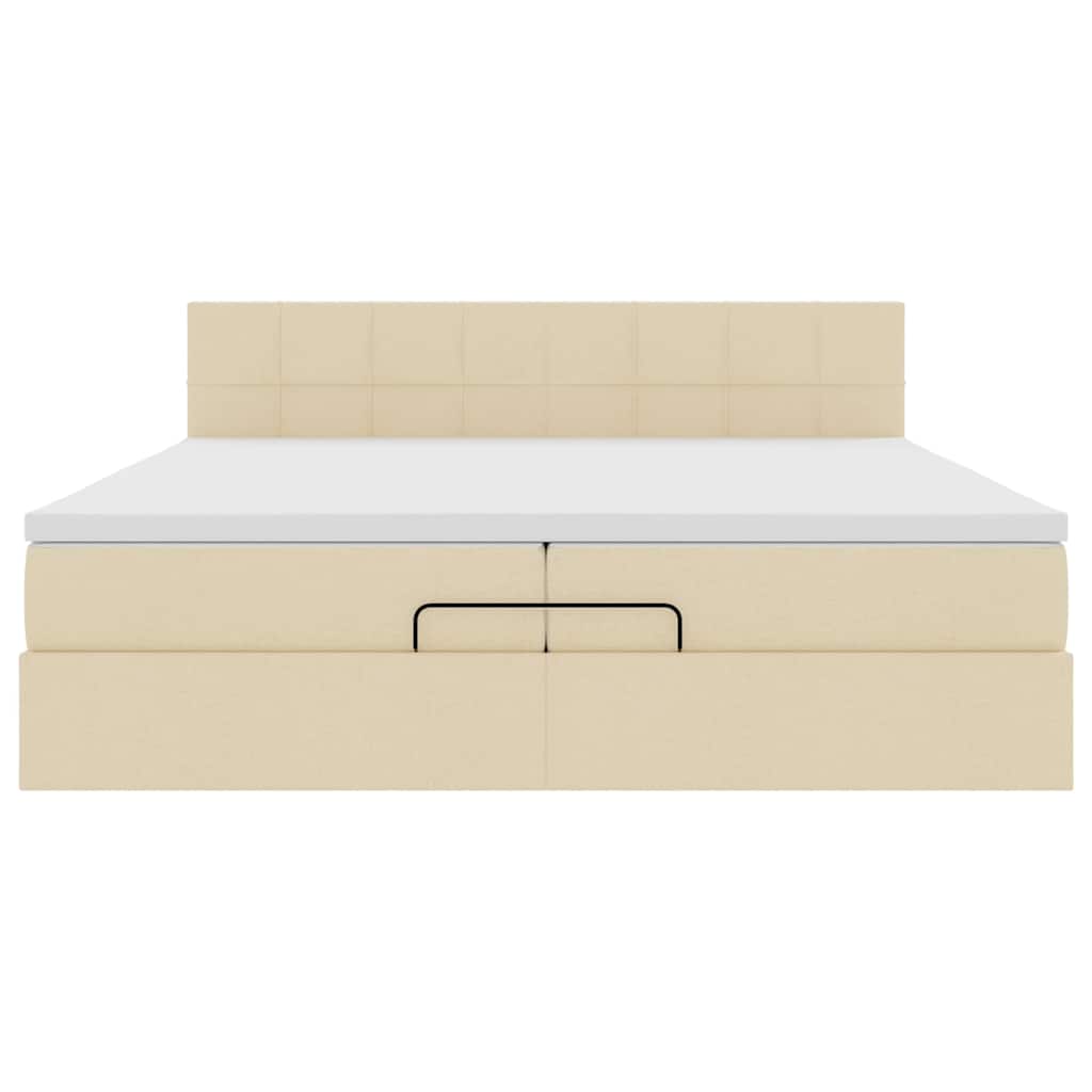 Cadre de lit ottoman avec matelas crème 200x200 cm tissu - XIOS