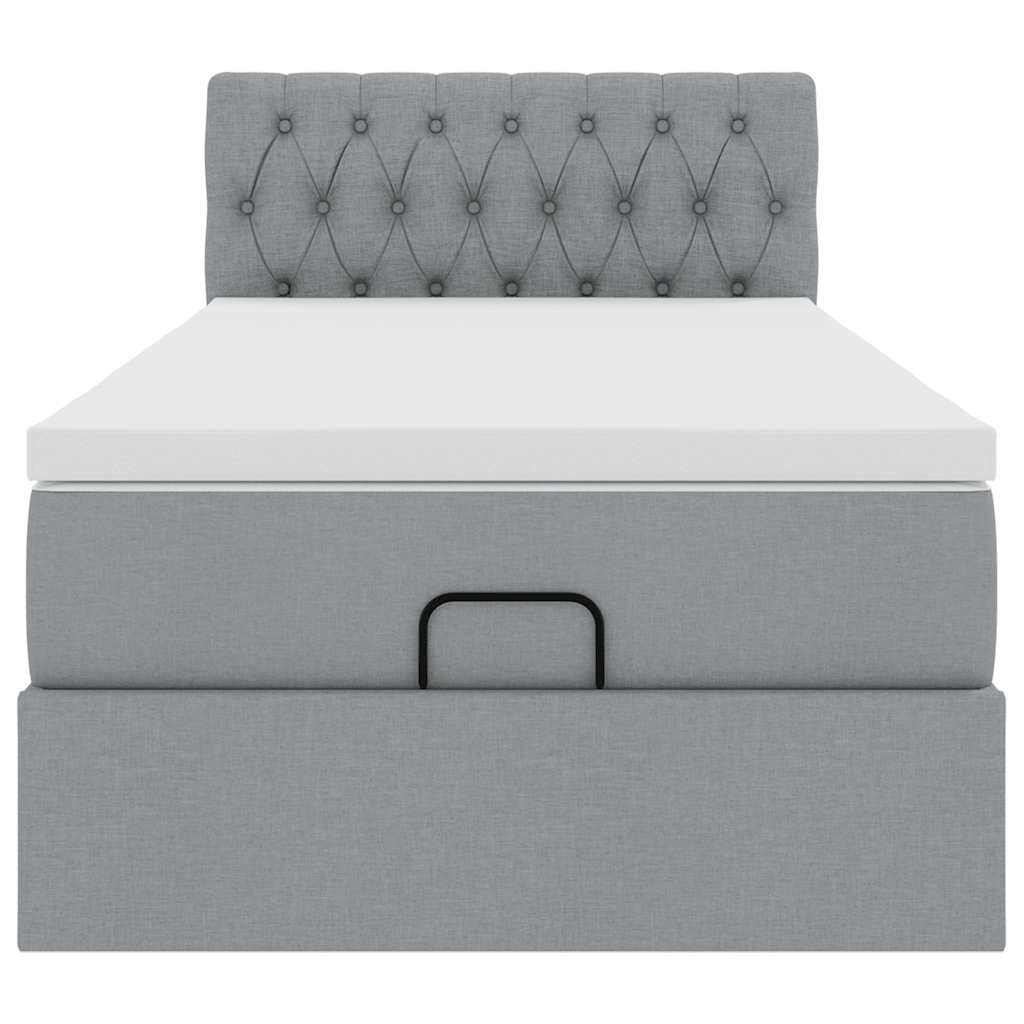 Cadre de lit ottoman avec matelas gris clair 80x200 cm tissu - XIOS