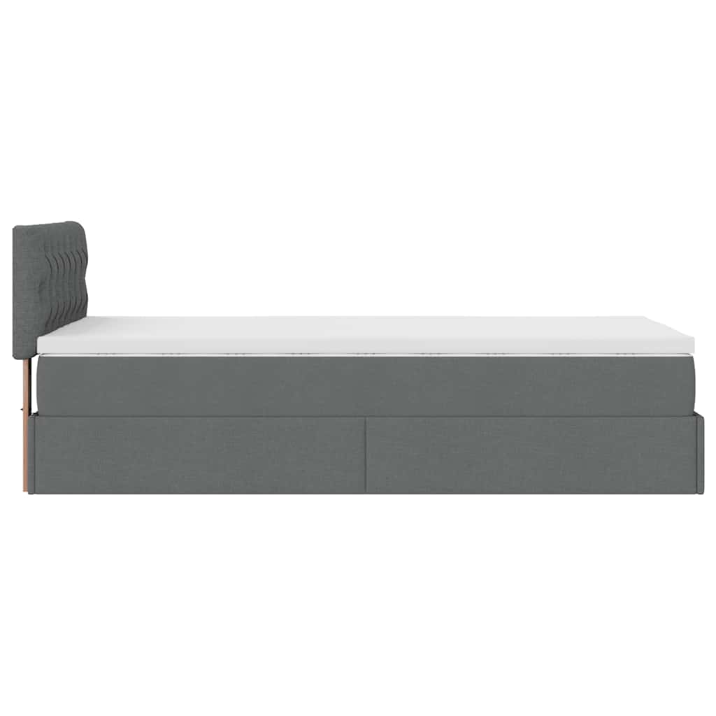 Cadre de lit ottoman avec matelas gris foncé 80x200 cm tissu - XIOS