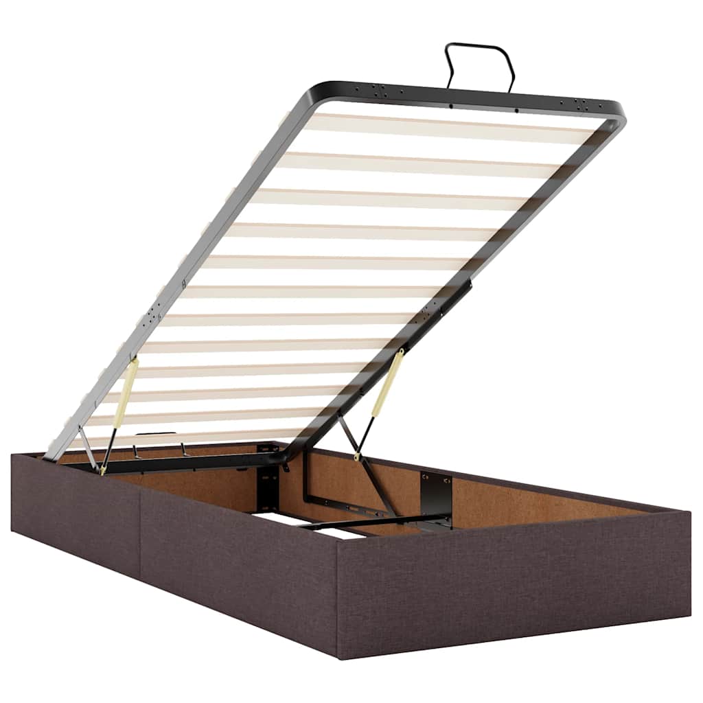 Cadre de lit ottoman avec matelas marron foncé 80x200 cm tissu - XIOS