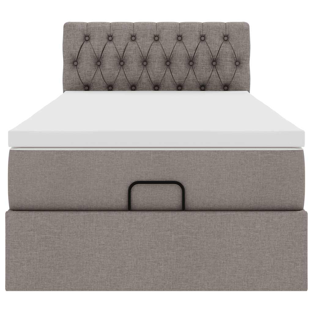 Cadre de lit ottoman avec matelas taupe 80x200 cm tissu - XIOS