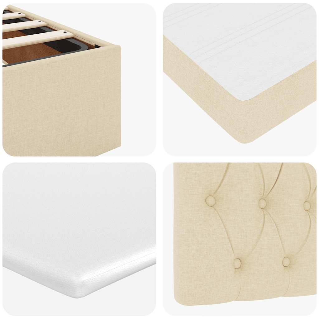 Cadre de lit ottoman avec matelas crème 80x200 cm tissu