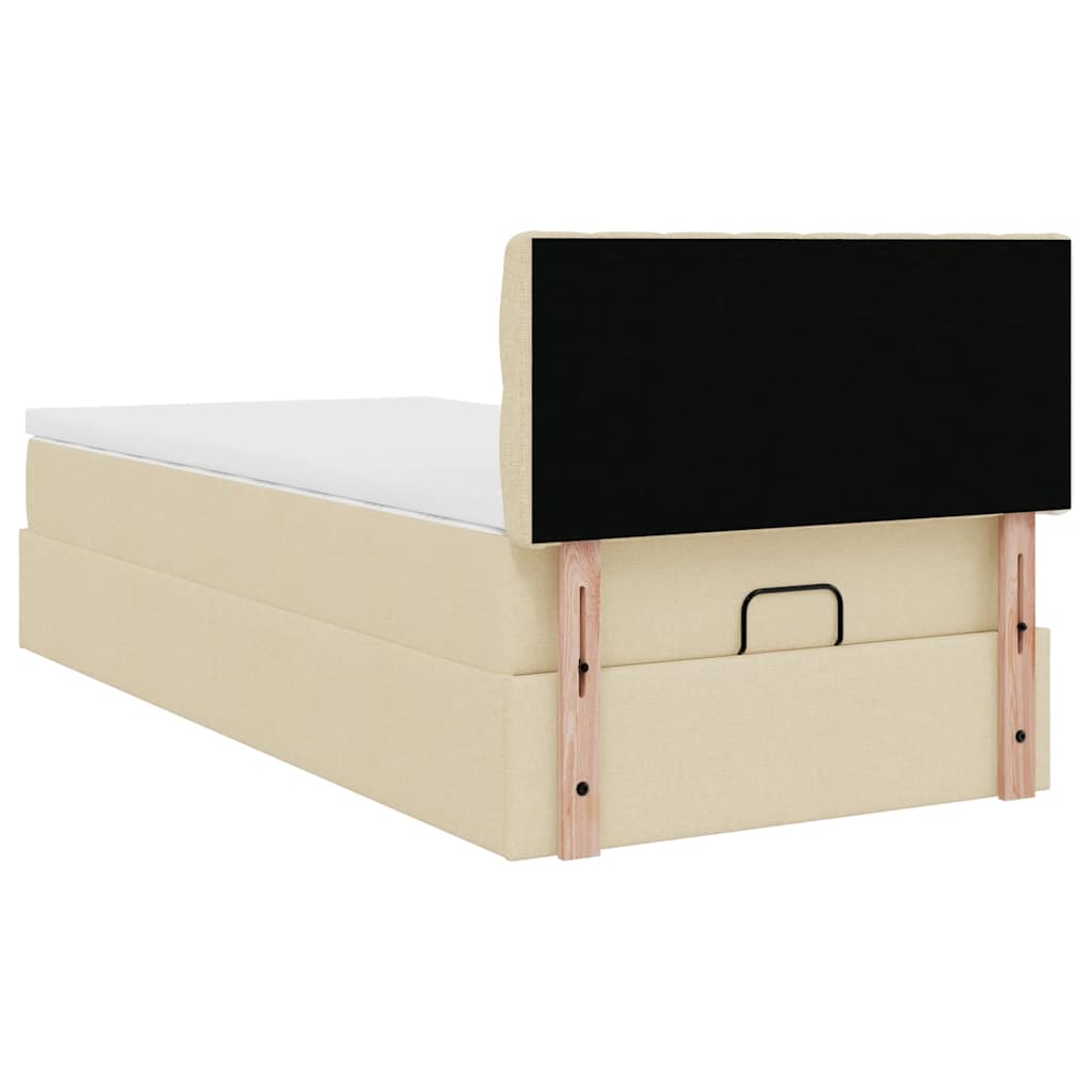 Cadre de lit ottoman avec matelas crème 80x200 cm tissu