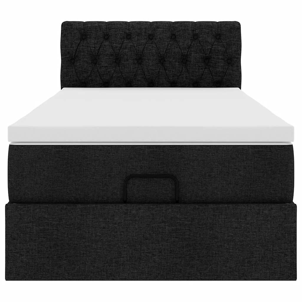 Cadre de lit ottoman avec matelas noir 90x190 cm tissu - XIOS