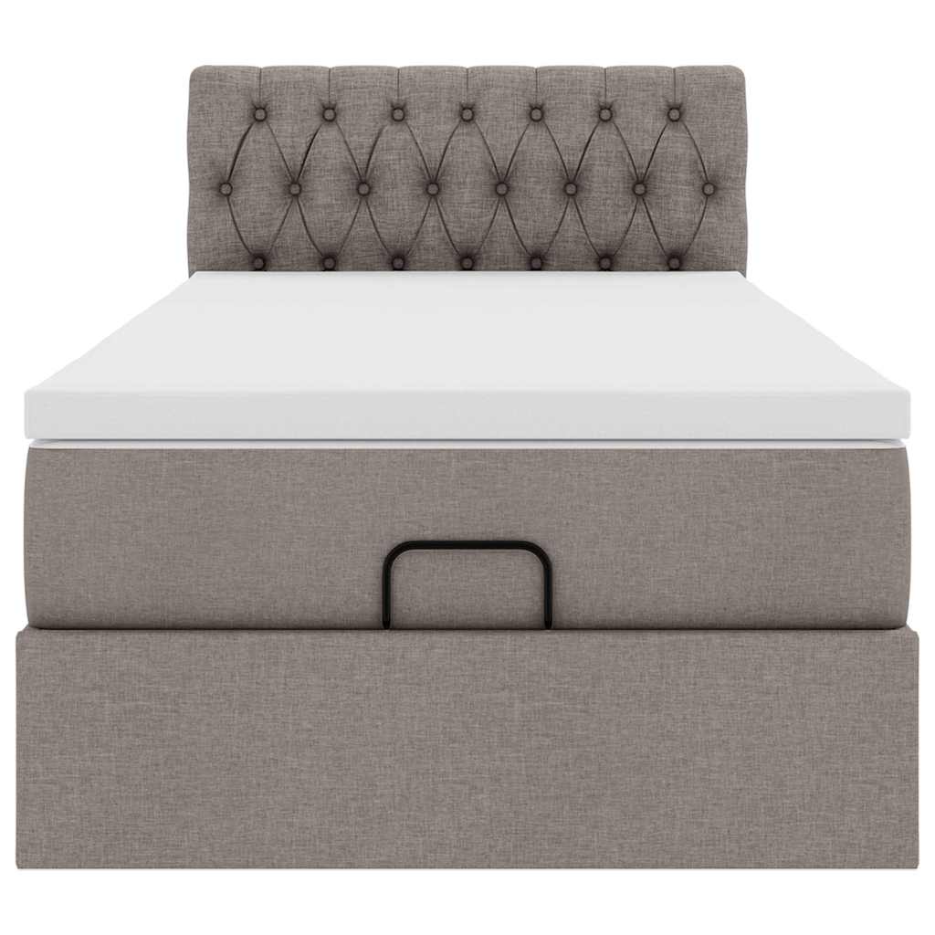 Cadre de lit ottoman avec matelas taupe 90x190 cm tissu - XIOS