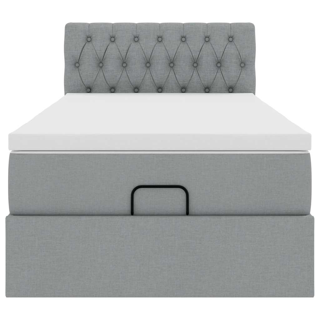 Lit ottoman avec matelas gris clair 100x200 cm tissu - XIOS