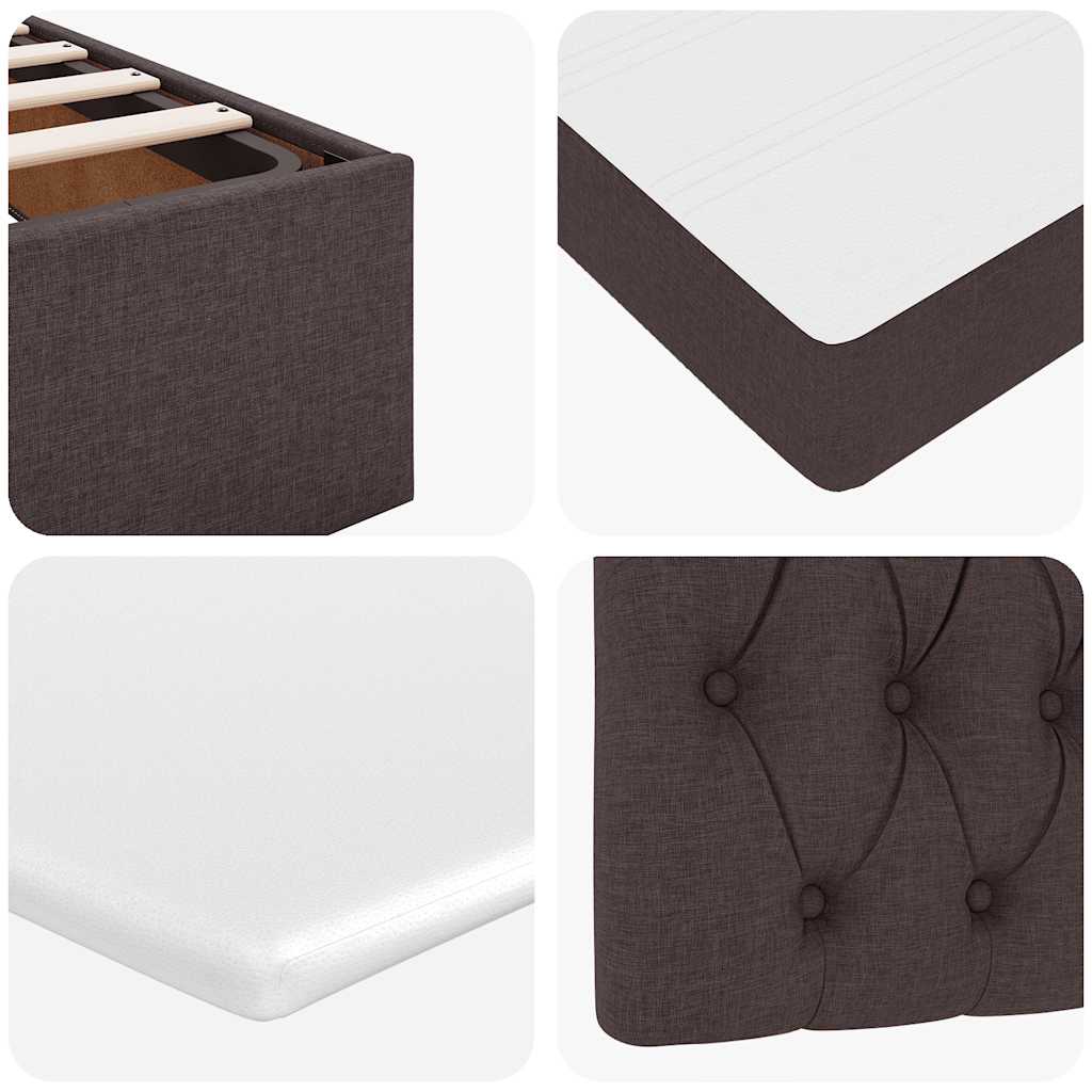 Lit ottoman avec matelas marron foncé 100x200 cm tissu