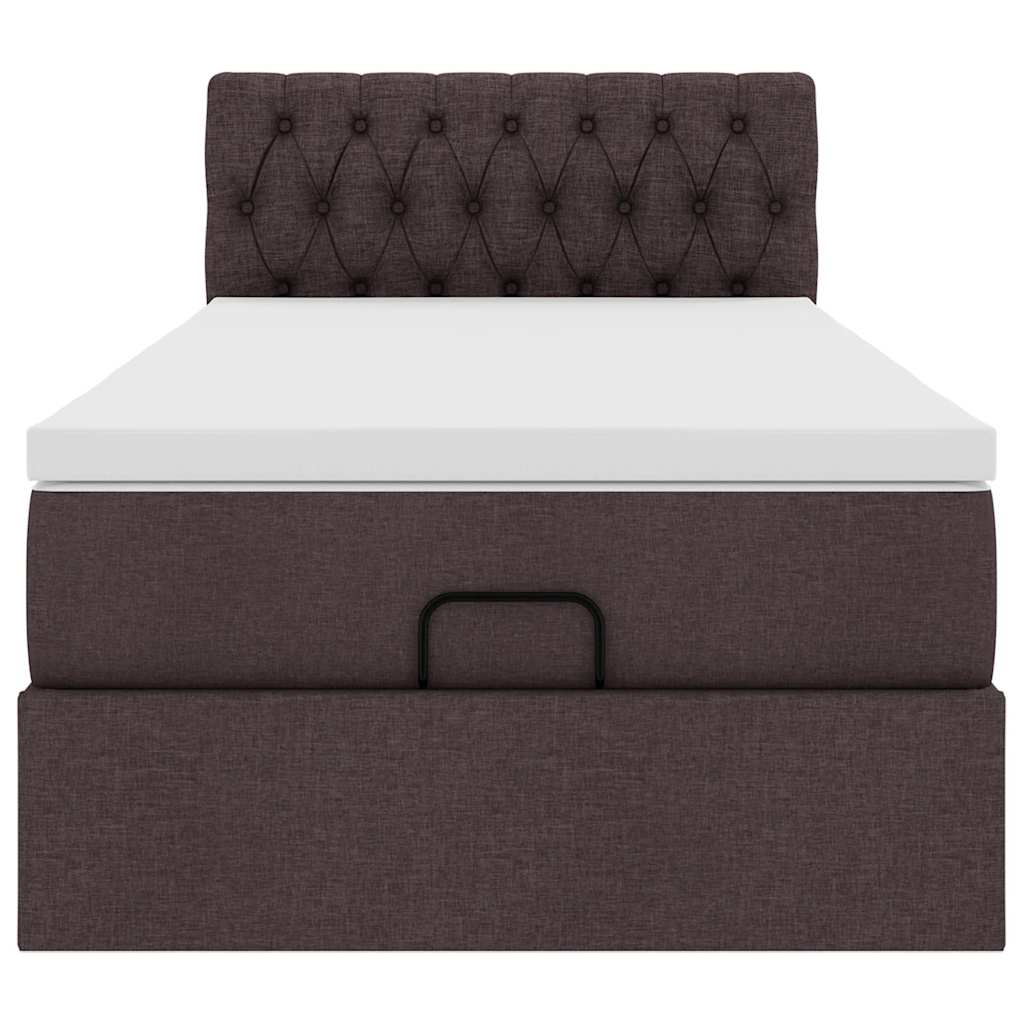 Lit ottoman avec matelas marron foncé 100x200 cm tissu - XIOS