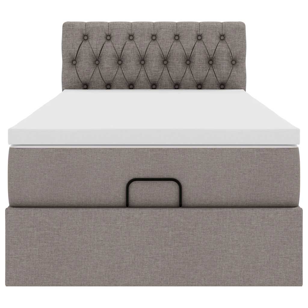 Lit ottoman avec matelas taupe 100x200 cm tissu