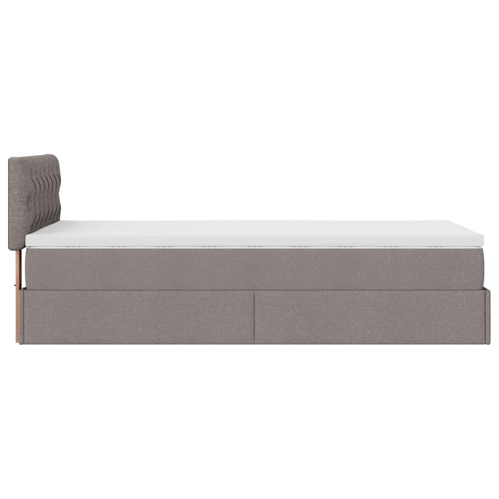 Lit ottoman avec matelas taupe 100x200 cm tissu
