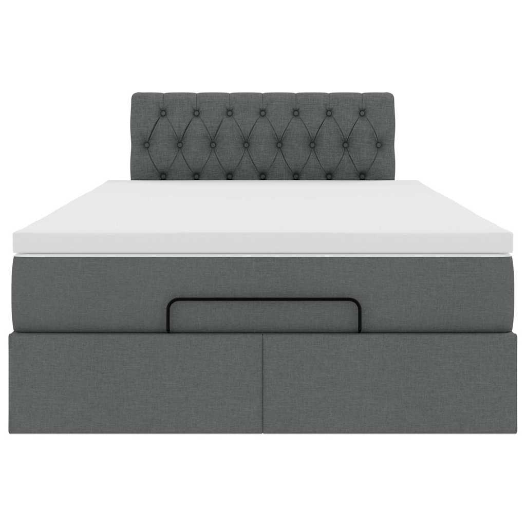Lit ottoman avec matelas gris foncé 120x190 cm tissu - XIOS