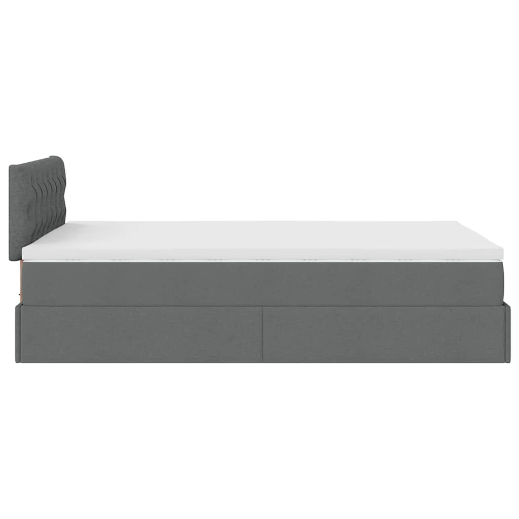 Lit ottoman avec matelas gris foncé 120x190 cm tissu - XIOS