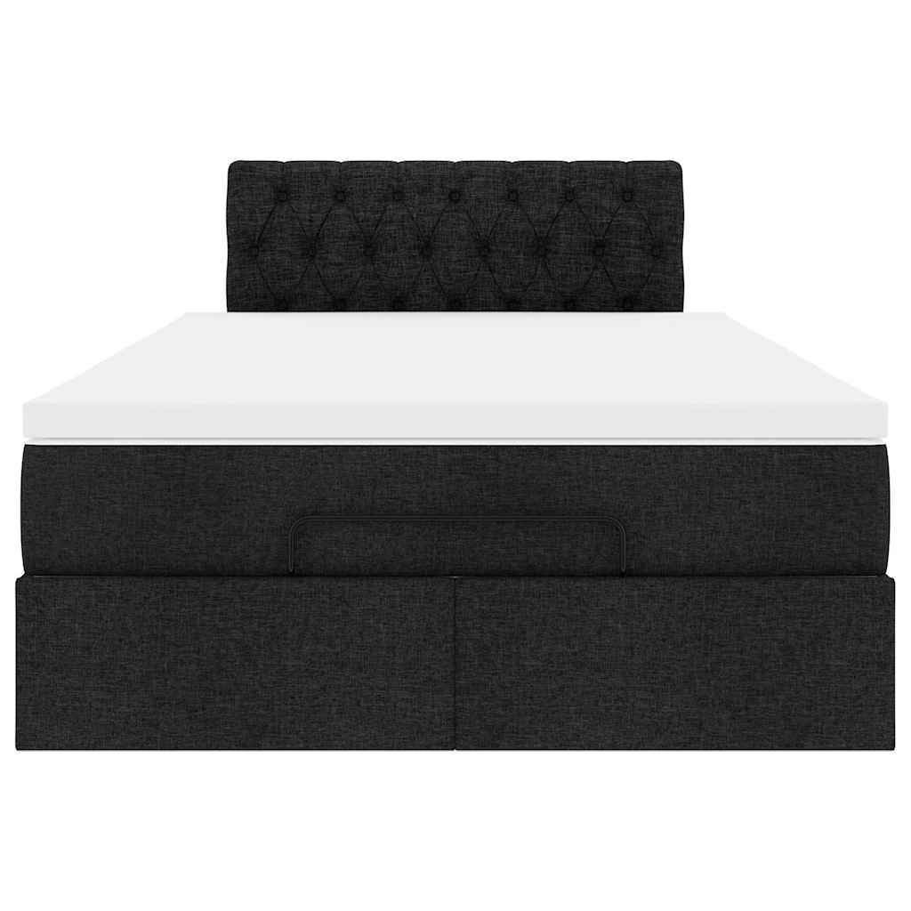 Lit ottoman avec matelas noir 120x190 cm tissu - XIOS
