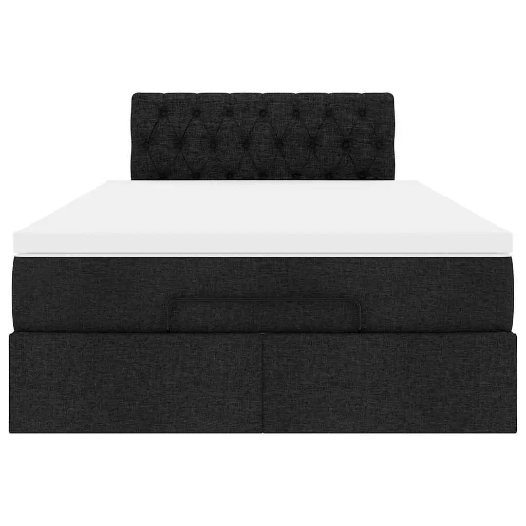 Lit ottoman avec matelas noir 120x190 cm tissu - XIOS