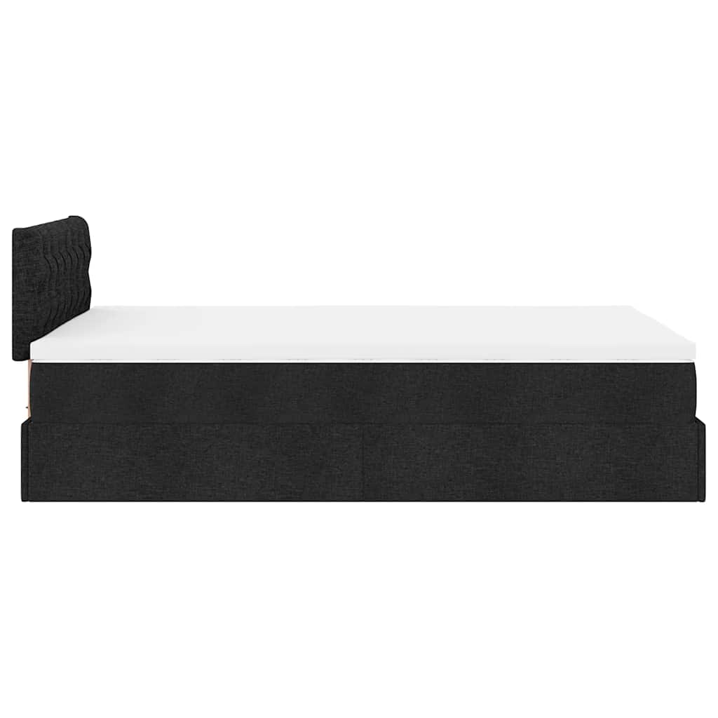 Lit ottoman avec matelas noir 120x190 cm tissu - XIOS