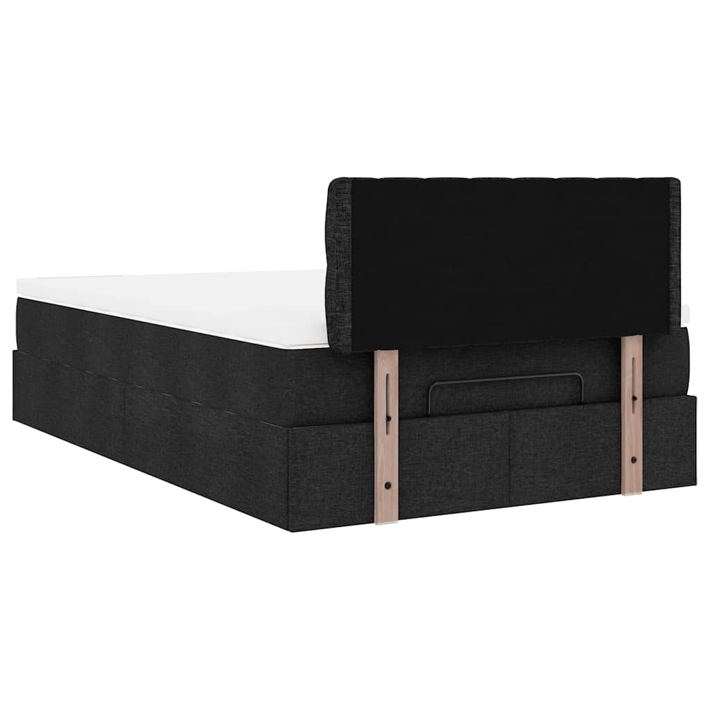 Lit ottoman avec matelas noir 120x190 cm tissu - XIOS