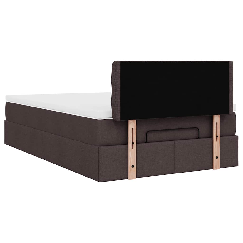 Cadre de lit ottoman avec matelas marron foncé 120x190 cm tissu - XIOS