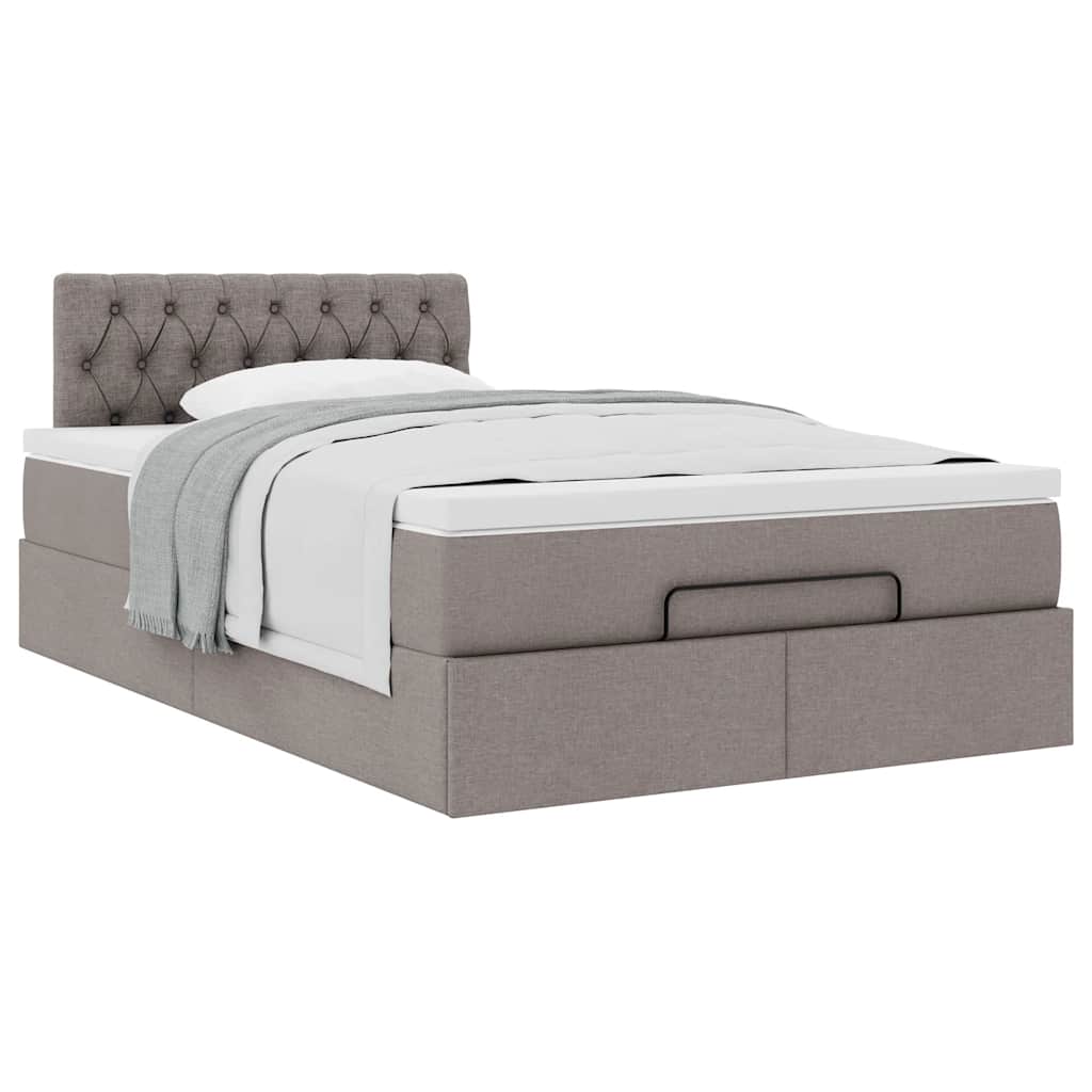 Cadre de lit ottoman avec matelas taupe 120x190 cm tissu - XIOS