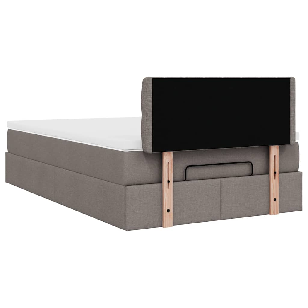 Cadre de lit ottoman avec matelas taupe 120x190 cm tissu - XIOS