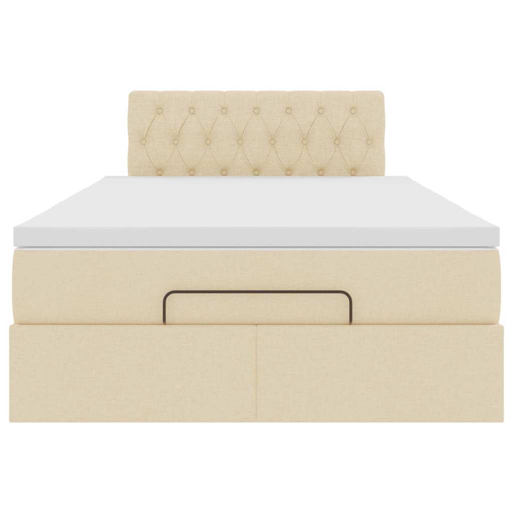 Cadre de lit ottoman avec matelas crème 120x190 cm tissu