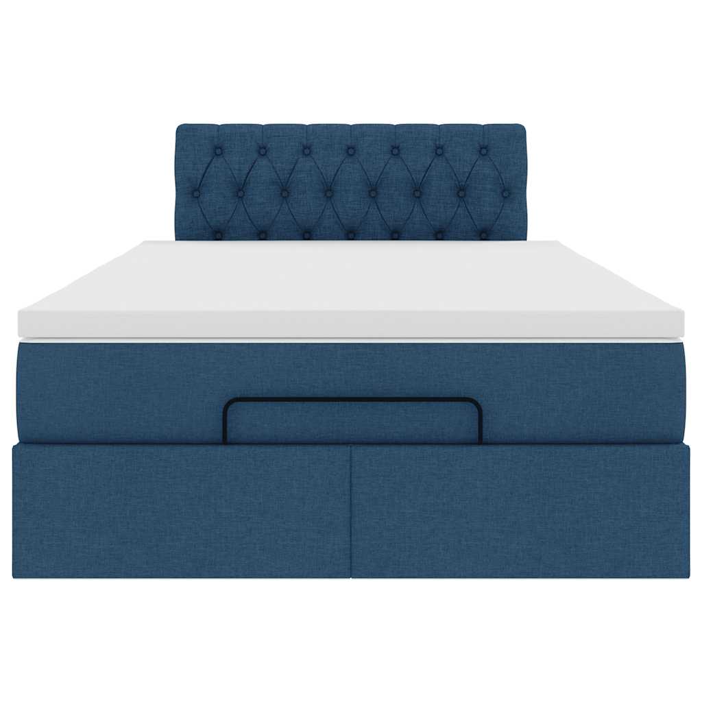 Cadre de lit ottoman avec matelas bleu 120x190 cm tissu - XIOS