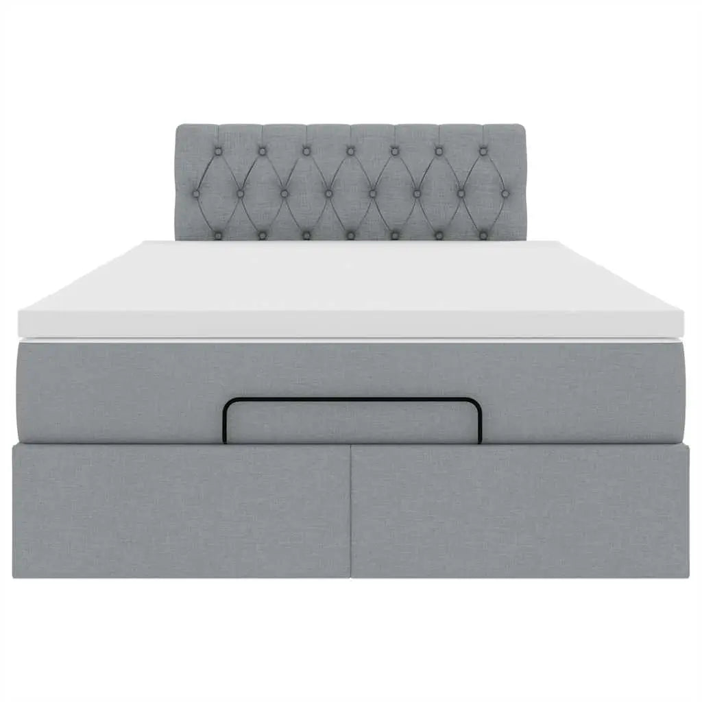 Lit ottoman avec matelas gris clair 120x200 cm tissu - XIOS