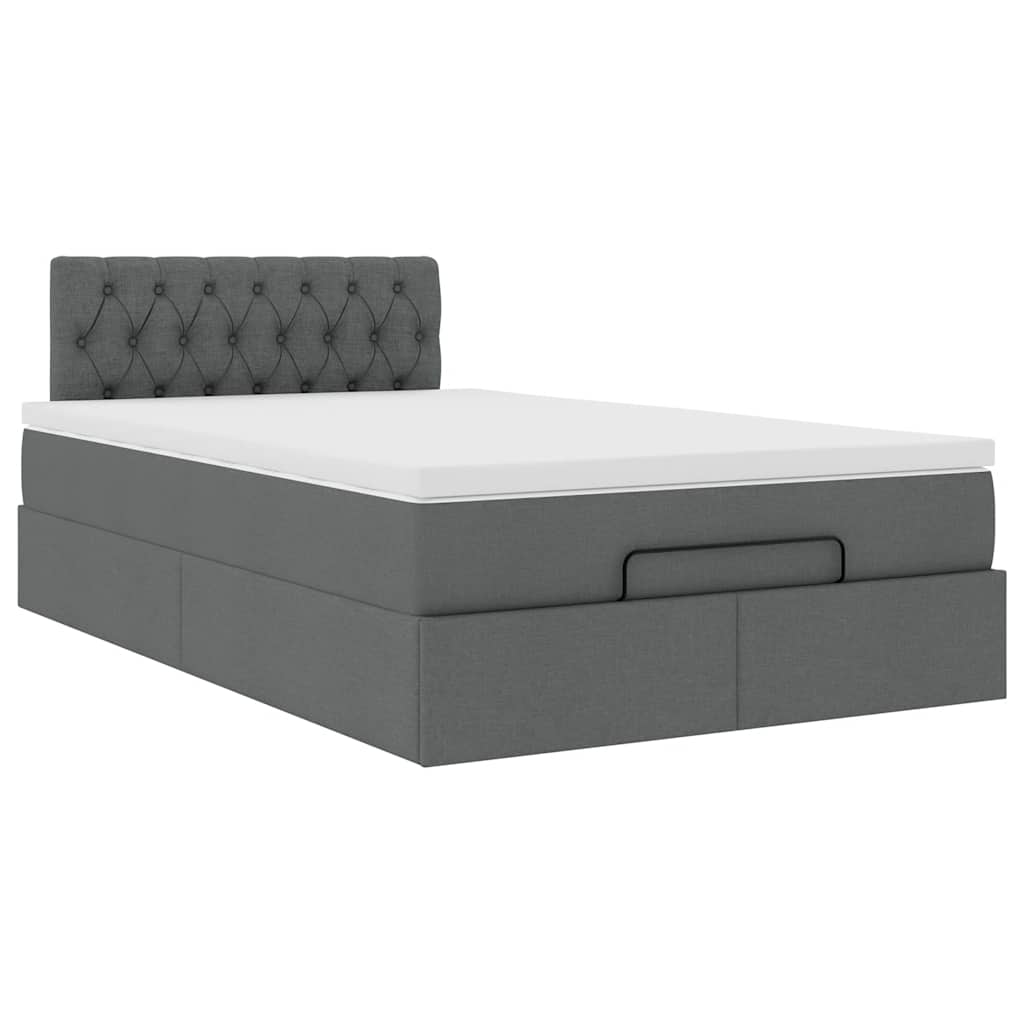 Lit ottoman avec matelas gris foncé 120x200 cm tissu - XIOS