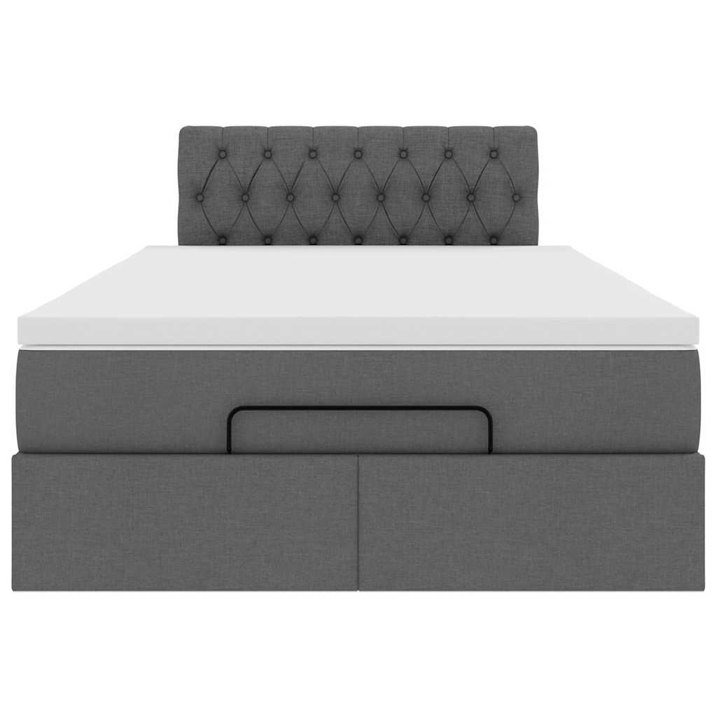 Lit ottoman avec matelas gris foncé 120x200 cm tissu - XIOS