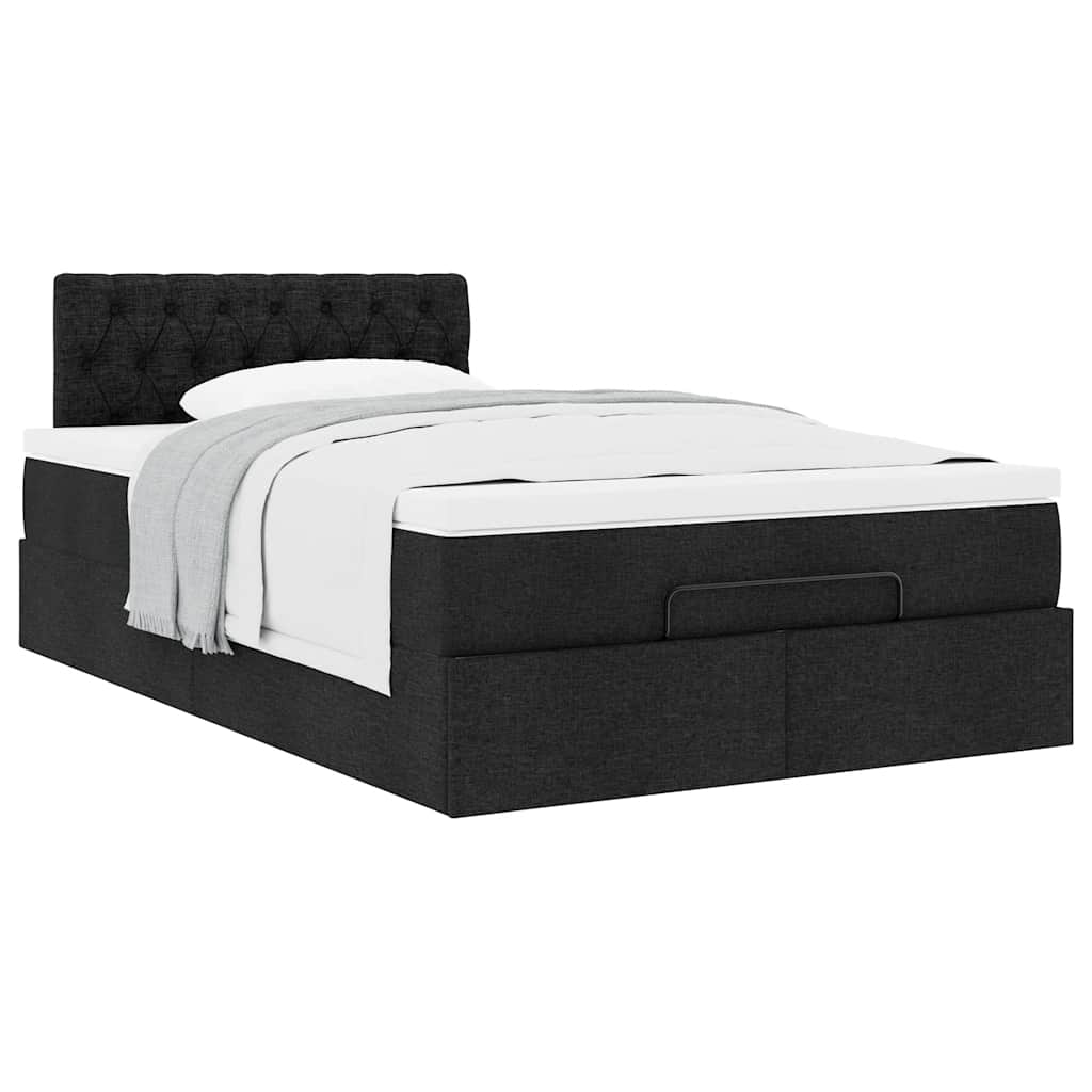 Lit ottoman avec matelas noir 120x200 cm tissu - XIOS