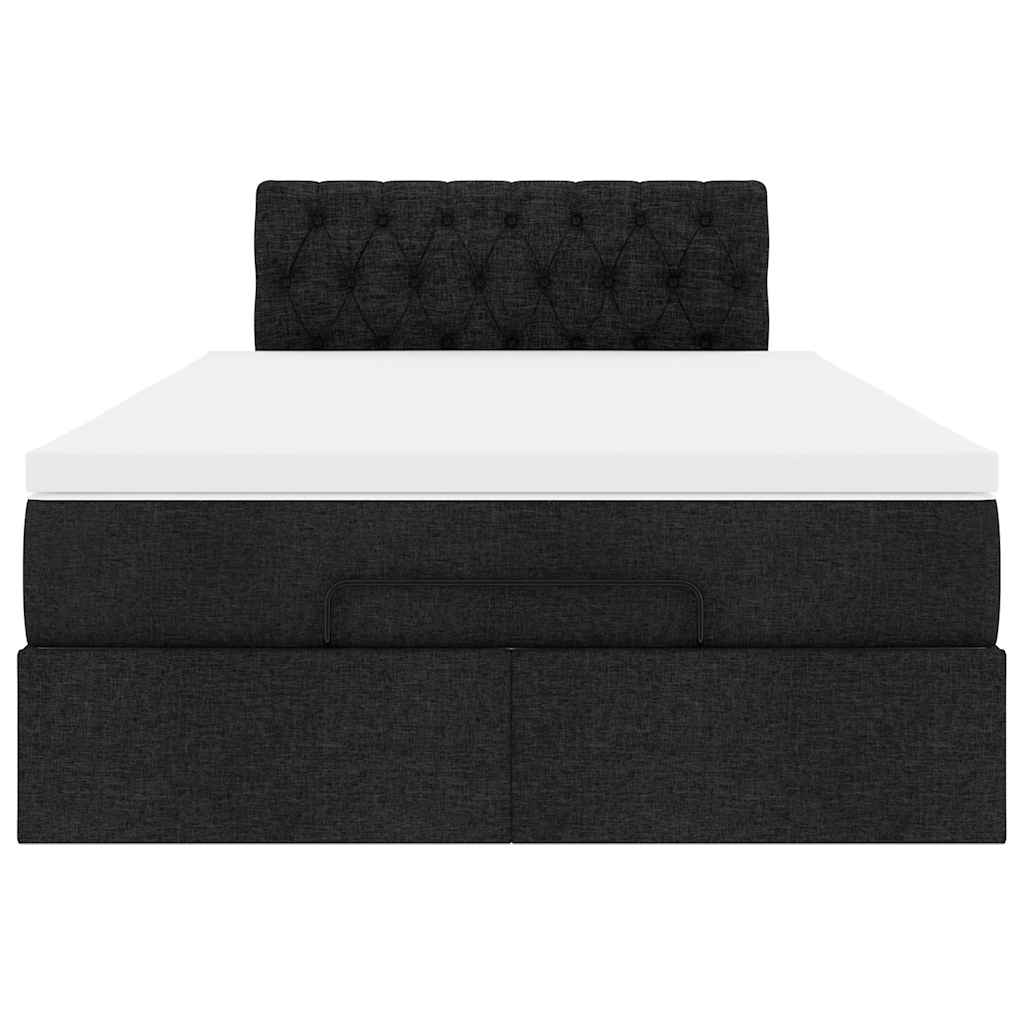 Lit ottoman avec matelas noir 120x200 cm tissu - XIOS
