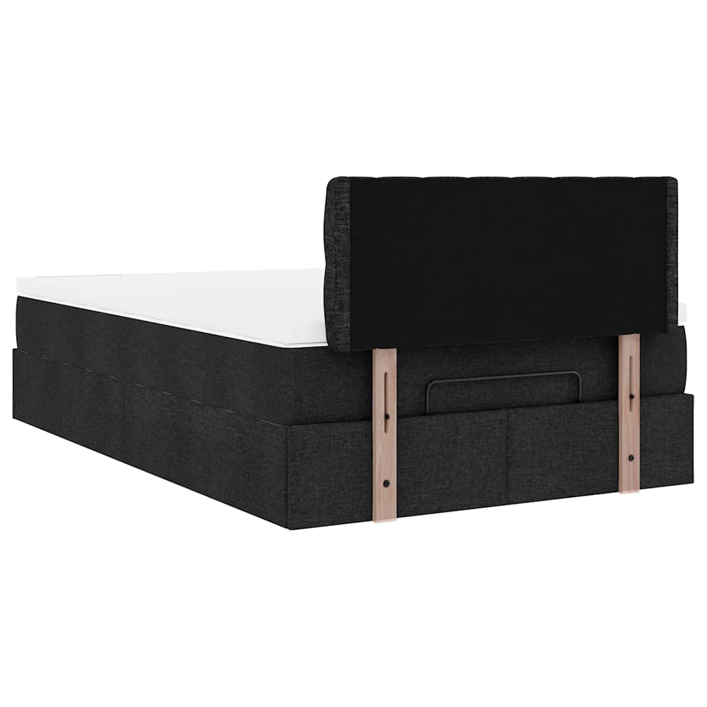Lit ottoman avec matelas noir 120x200 cm tissu - XIOS