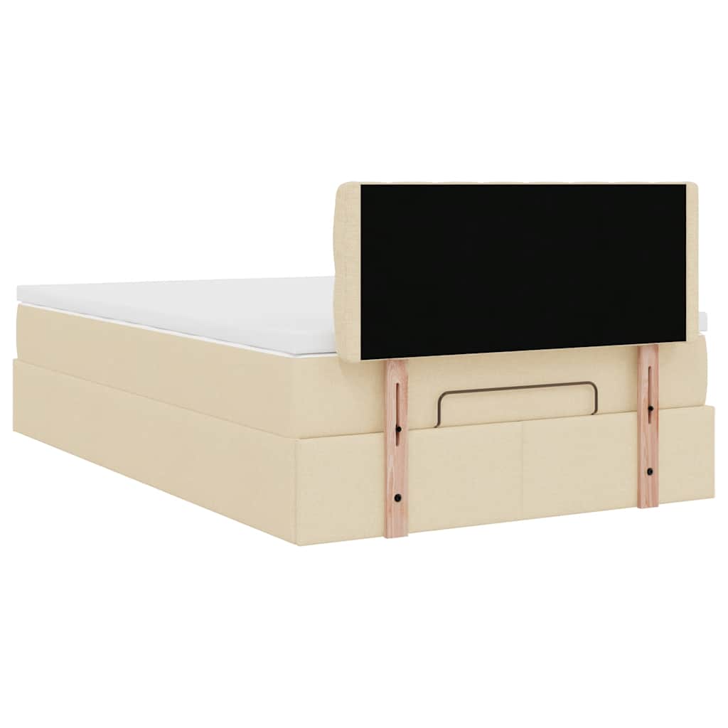 Cadre de lit ottoman avec matelas crème 120x200cm tissu - XIOS