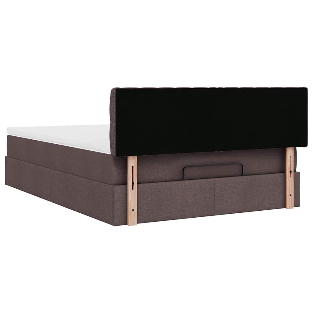Lit ottoman avec matelas marron foncé 140x190 cm tissu - XIOS