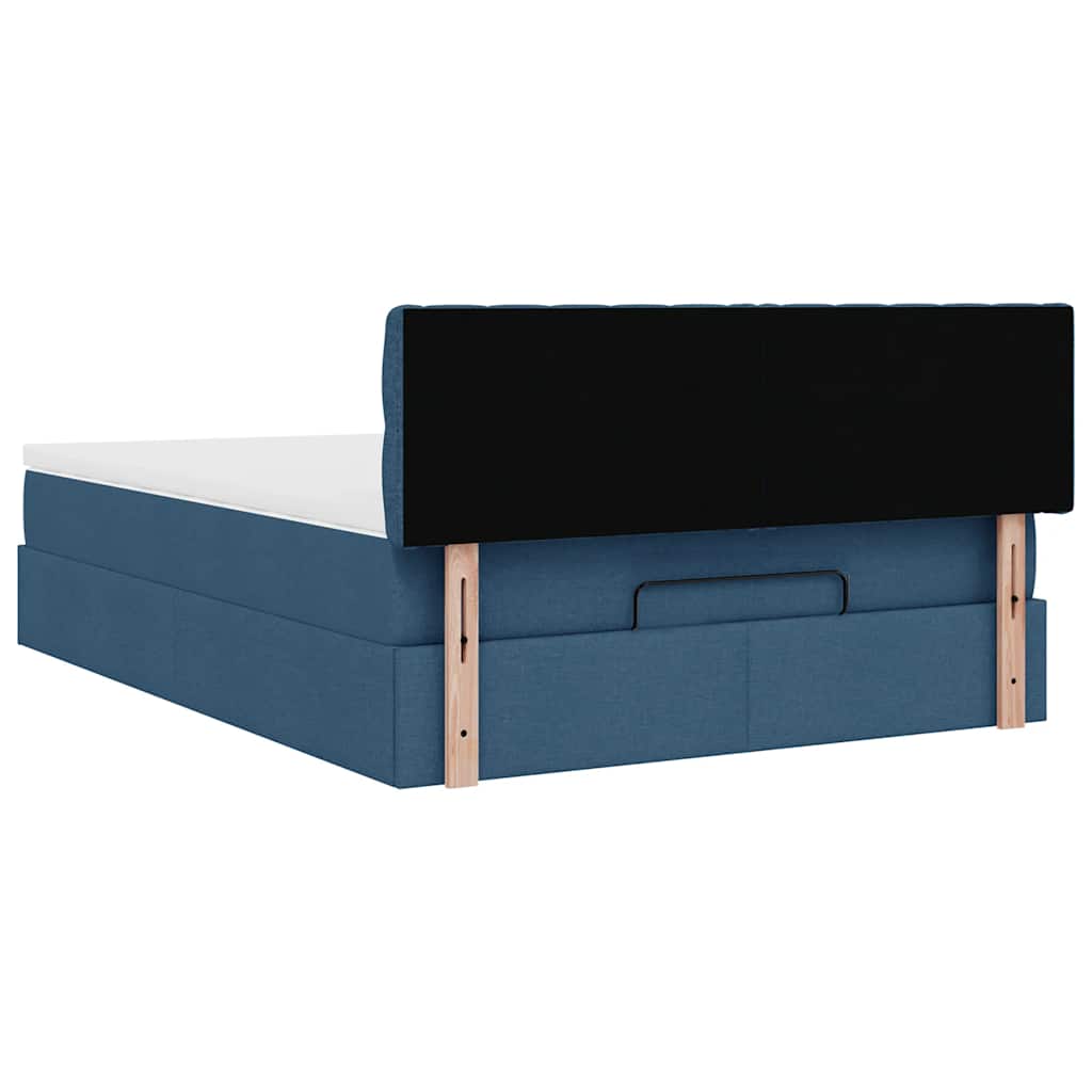 Lit ottoman avec matelas bleu 140x190 cm tissu - XIOS