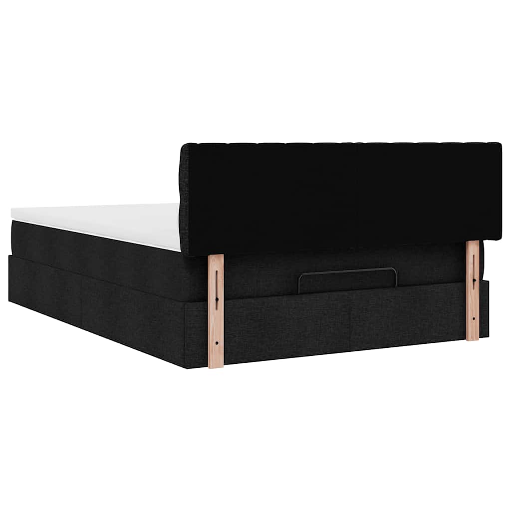 Lit ottoman avec matelas noir 140x200 cm tissu - XIOS