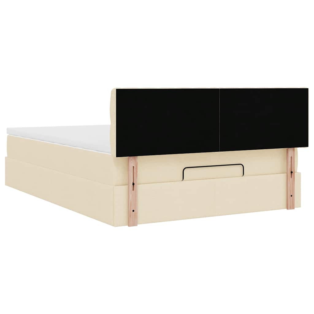 Lit ottoman avec matelas crème 140x200 cm tissu - XIOS