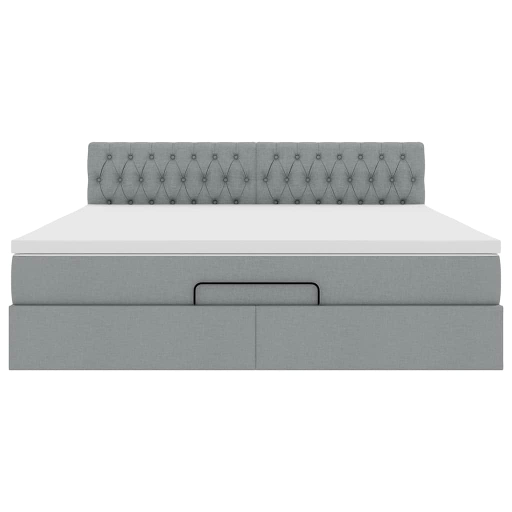 Lit ottoman avec matelas gris clair 160x200 cm tissu