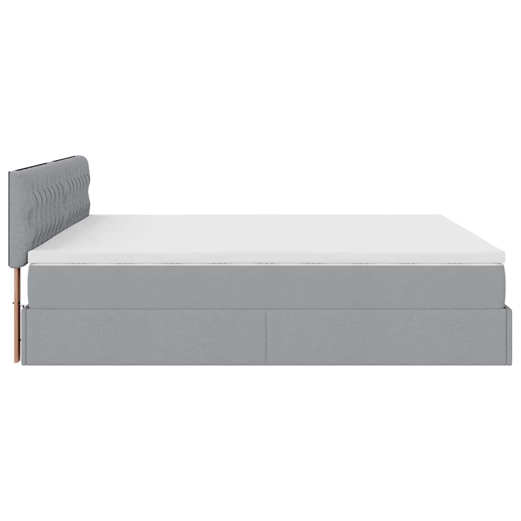 Lit ottoman avec matelas gris clair 160x200 cm tissu - XIOS